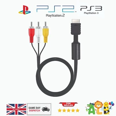 RCA to AV Video Audio TV Scart Cable Lead for PS1 PS2 PS3 Playstation Console - Image 1 of 4