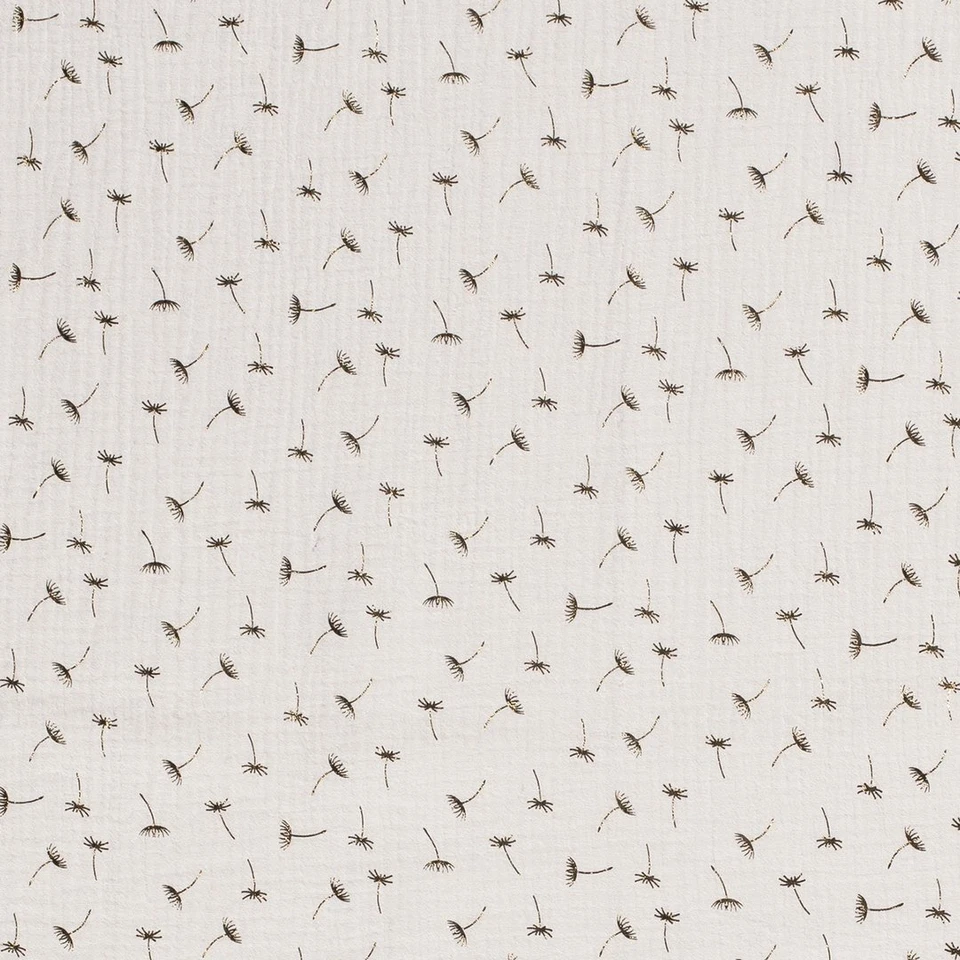 Musselinstoff goldene Pusteblume, weiß - Bild 1 von 1