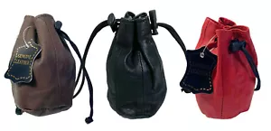 Genuine Leather Coin Purse Drawstring Soft Change Holder Men Women Many Colors - Picture 1 of 25