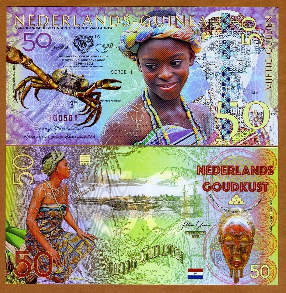 Guinea Neerlandesa (Ghana), 50 Gulden, 2016, Emisión privada POLYMER, UNC Crab Foto 1 de 1