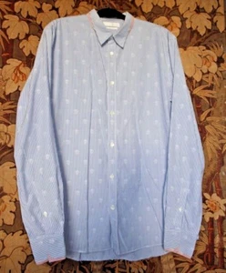 RARE Alexander McQueen Pin Stripe Skull Print Shirt NEW Long DOUBLE CUFF COLLAR - Picture 1 of 5