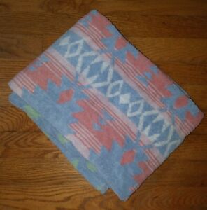 VTG Ralph Lauren 100% Cotton Pink & Blue Aztec Southwest Pattern Bath Towel USA