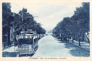 TUCUMAN, ARGENTINA ~ CALLE "24 DE SETIEMBRE", TROLLEY & OTHER VEHICLES ~ 1907-20 - Picture 1 of 2