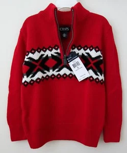 CHAPS Red Quarter ZIP Pullover Sweater NWT Sz 5 Boys $40 100% cotton - Picture 1 of 2