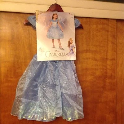 Vestido fantasia Disney Cinderela azul brilha, pequeno 4-6X, novo com etiquetas - Imagem 1 de 4