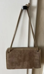 VINTAGE BROWN SUEDE SHOULDER BAG WITH CLASP KATHLEEN FORD COLLECTION - Picture 1 of 6