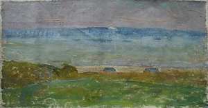 Ukrainian Soviet Oil Painting Landscape pointillism cloud - Picture 1 of 5