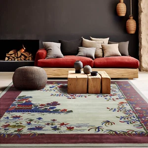 LoomBloom Multi Size Mint Handmade Chinese Art Deco Pictorial Wool Area Rug - Picture 1 of 11