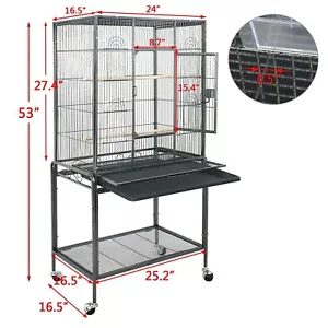53" Black Parrot Cage Bird for Cockatiel Parakeet Finch Playtop Gym Perch Stand - Bild 1 von 11