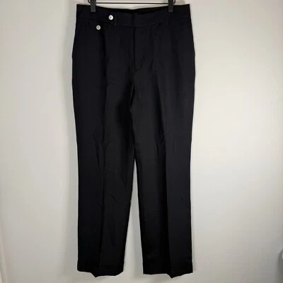 Lauren Ralph Lauren 100% 真丝全长正装裤子职业斜纹黑色 10 全新带标签 — 第 1/4 张图片