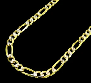 Collana uomo donna oro giallo 14 kt taglio diamante catena Figaro 4,5MM 16"-24" - Foto 1 di 8
