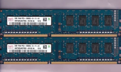 4GB 2x2GB PC3-10600 HYNIX HMT325U6CFR8C-H9 N0 AA DDR3-1333 Desktop Memory Kit - Image 1 of 2