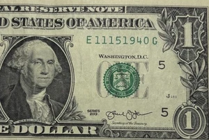 Birthday Note November 15 1940 fancy serial number 1 dollar billE11151940G - Picture 1 of 6