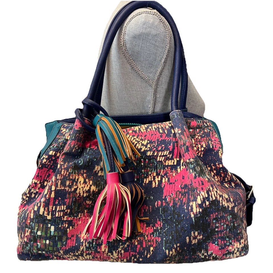 Bolso de Hombro Grande Cirque Du Soleil Vibrante Estampado de Algodón Bolso con Cremallera Dije 17x7x9 Foto 1 de 4