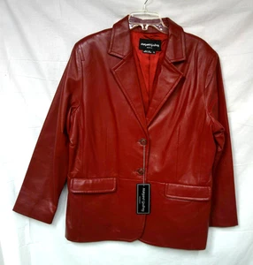 Margaret Godfrey Damen Blazer Jacke rot Leder gefüttert ~ Größe: 16 ~ Neu ohne Etikett - Bild 1 von 10