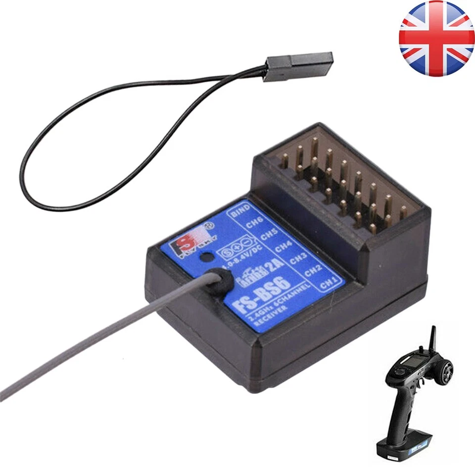 FlySky FS-BS6 Receiver 2.4Ghz 6CH AFHDS2 for FlySky FS-GT5 FS-IT4S Transmitter