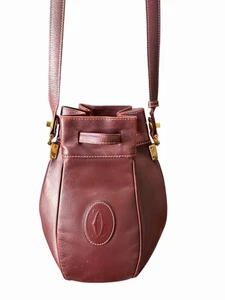 Auténtico Bolso de Hombro Cartier Vintage Cuero Burdeos Cubo con Certificado de Autenticidad Coleccionista - Imagen 1 de 16