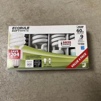 Feit Electric -EcoBulb - CFL Bulb - 60w=13w - 2" Long Soft White - 4 Pack - Image 1 of 4