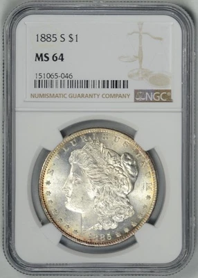 1885-S  NGC  MS64  Morgan Dollar  *  Tough Date  *  #151065-046 - Image 1 of 4