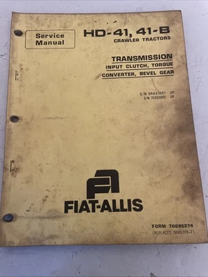 FIAT ALLIS HD-41, 41-B TRANSMISIÓN DE TRACTORES DE ORUGAS, MANUAL DE SERVICIO DE ENGRANAJES CÓNICOS Foto 1 de 4