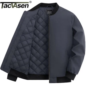 Men's Bomber Jacket Warm Quilted Lined Full-Zip Casual Winter Work Coat Outwear