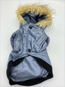 Hundemantel Silber mit Fellbesatz für die kalte Jahreszeit XS - Bild 1 von 7