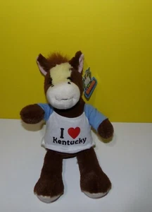 Zoovenir 10" I Love Kentucky Brown Horse Bean Bottom Stuffed Animal Souvenir - Picture 1 of 3