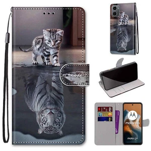 Cat& Tiger Case For Various Phone Magnetic Leather Flip Wallet Bag Water Cover - Picture 1 of 9