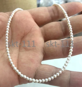Natural 3-4MM White Akoya Freshwater Cultured Pearl Necklace 14-20" AAAAA - Bild 1 von 9