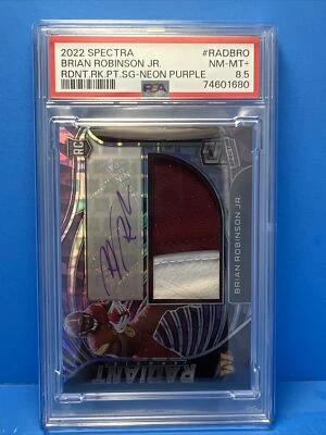 Brian Robinson Jr. 2022 Spectra Radiant RPA Neon Purple #RADBRO 3/30 PSA 8.5 - Image 1 of 2