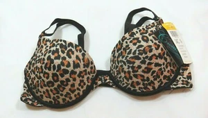 Ladies Leopard Cheetah Print Underwire Padded Bra Size 34C Front Closure  - Picture 1 of 3