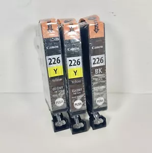 Genuine Canon 226 Black CLI-226BK & 2x Yellow CLI-226Y SEALED ink Pixma - Picture 1 of 2