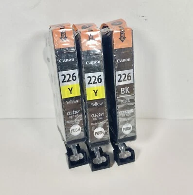 Genuine Canon 226 Black CLI-226BK & 2x Yellow CLI-226Y  SEALED ink Pixma - Image 1 of 2
