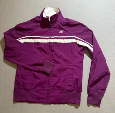 Nike Chaqueta de Pista Ropa Deportiva Mujer Pequeña Púrpura Rayas Cremallera Manga Larga Damas Foto 1 de 4