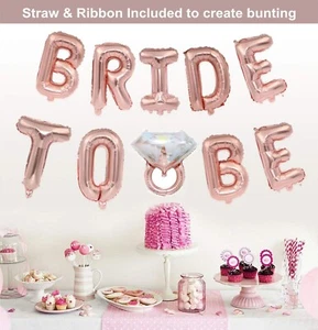 Rose Gold Bride to be Foil Balloons set for wedding Hen party include Ribbon UK - Picture 1 of 3