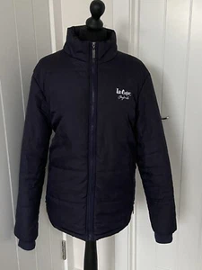 Lee Cooper Men's Navy Puffer Jacket Size L StandUp Collar full zip zipped pocket - Picture 1 of 16