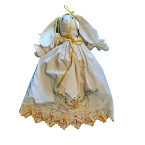 Nana's Stuffed Bunny Long Ears Ribbons Embroidered Crochet Trim Long Dress READ - Picture 1 of 12
