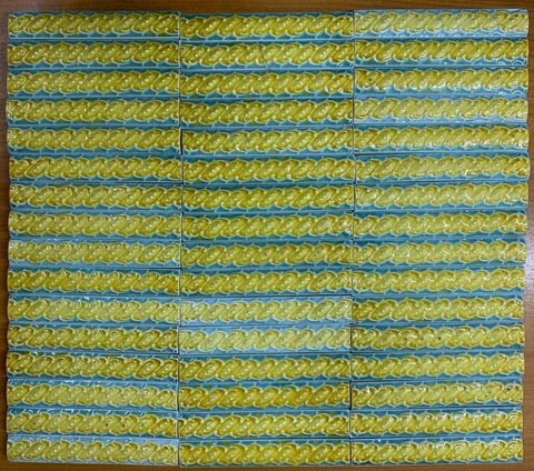 England Rare 6x1 Inches Border Tiles Yellow Art Deco Antique Vintage 48 pcs lot Cover