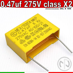  Condensatore 470nF polipropilene 0,47uf 275V classe X2 26x18mm