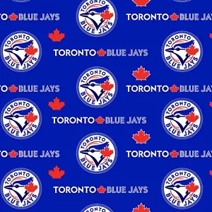 MLB Toronto Blue Jays logo blu tessuto cotone Major League squadra di baseball Canada - Foto 1 di 2