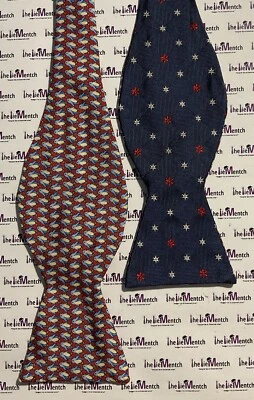 Rare Brooks Brothers 2 Sided Red & Navy Self Tie Adjustable Bow Tie Silk - Image 1 of 4