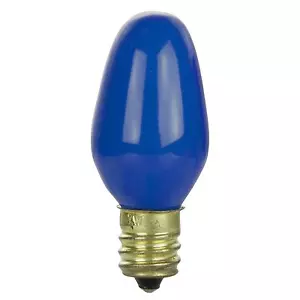 25 Pack Sunlite 7C7/B Incand 7W Candelabra Based C7 Night Light Color Bulb Blue - Picture 1 of 1