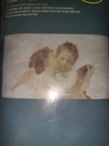 Kissing Angels Bath Tub Mat ~15 x 27" Rubber  Suction Cup Anchors NOS *