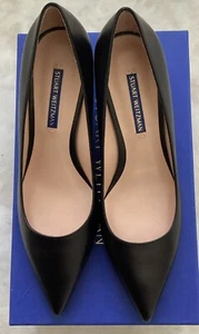 Stuart Weitzman Carole Leather Pumps 50mm Black Smooth Calf Leather Size 7.5 - Picture 1 of 6