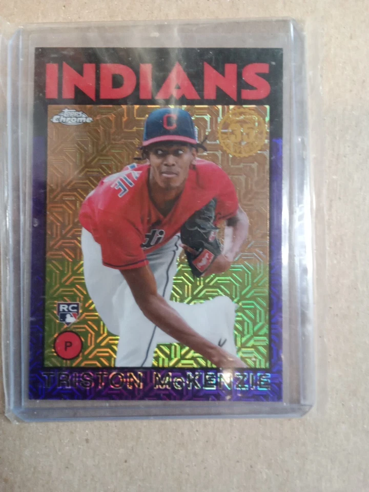 2021 Topps Chrome 1986 Design Mojo Purple Triston McKenzie RC /75 Cleveland - Image 1 of 2