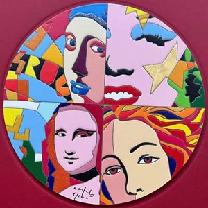 The woman's face Ugo Nespolo Opera SERIGRAFIA Firmata Numerata Pop Art Ed. Lim - Foto 1 di 1