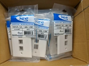 ICC IC107F03WH, Faceplate, Flat, 1-Gang, 3-Port, White - Picture 1 of 1