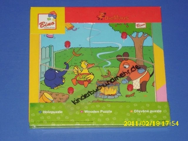 BINO Die Maus - Steckpuzzle aus Holz ab 12 Monate (Grill)