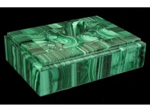 Joyero baratija de mármol 6"X4" incrustación malaquita verde artículos de regalo hechos a mano - Imagen 1 de 5