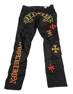 Smoke Rise Jeans Men’s 38x32 Fearless Distressed Denim Black Streetwear Hip Hop - Picture 1 of 15